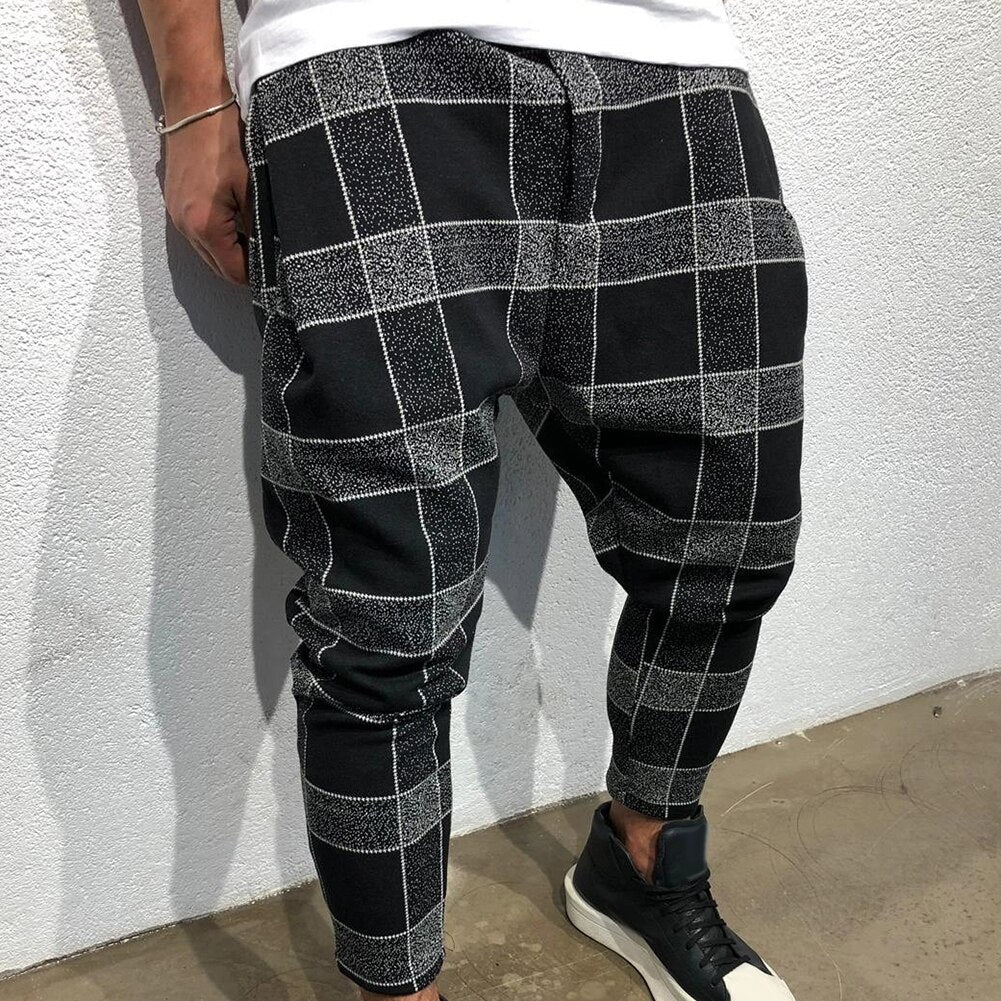 Fashion Plaid Printed Trousers Pencil Casual Pants