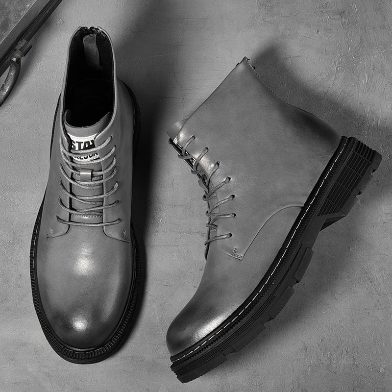 Leather Lace Up Fashion Chelsea Boot