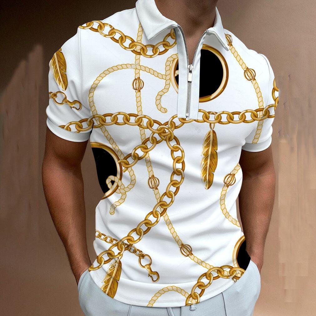 Street Print Casual Short Sleeve Polo Shirt