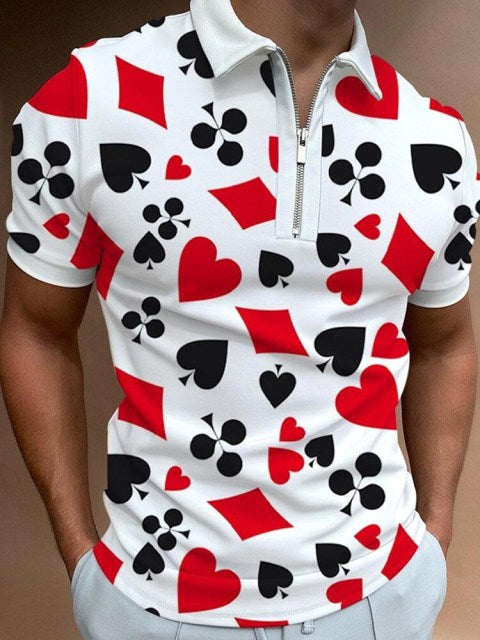Street Print Casual Short Sleeve Polo Shirt