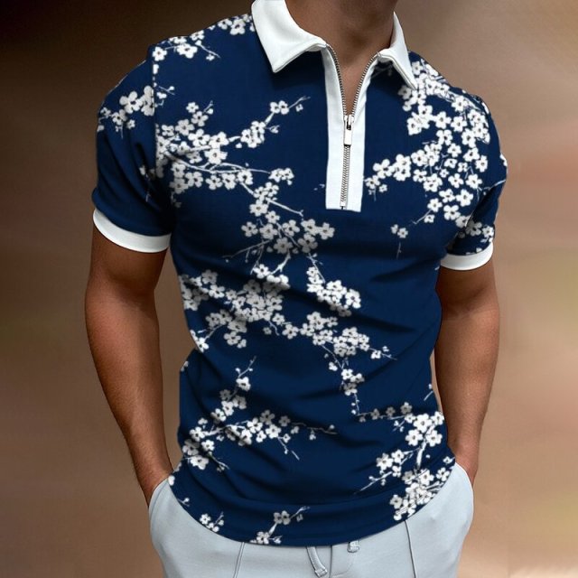 Street Print Casual Short Sleeve Polo Shirt