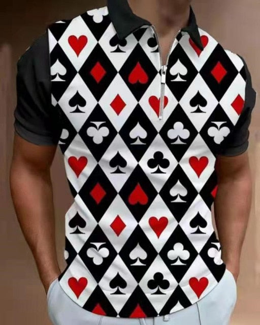 Street Print Casual Short Sleeve Polo Shirt