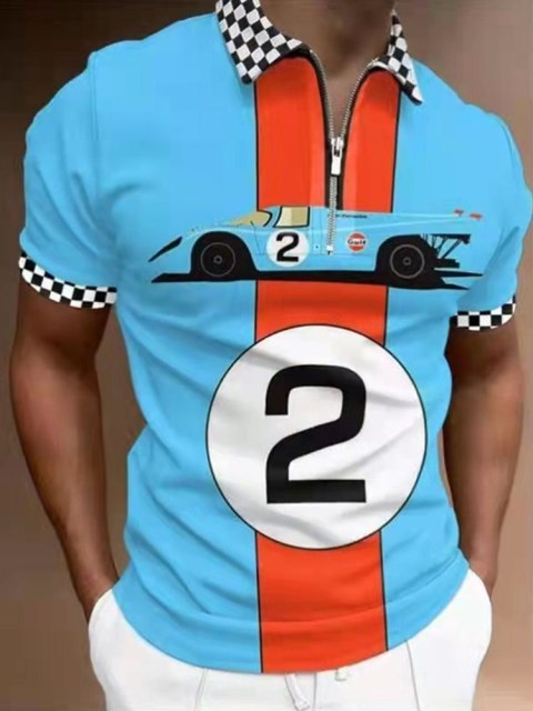 Street Print Casual Short Sleeve Polo Shirt