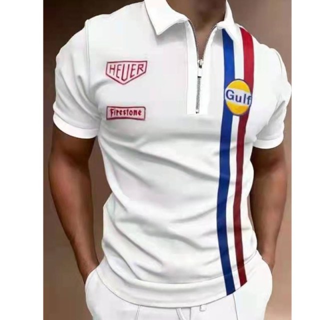 Street Print Casual Short Sleeve Polo Shirt