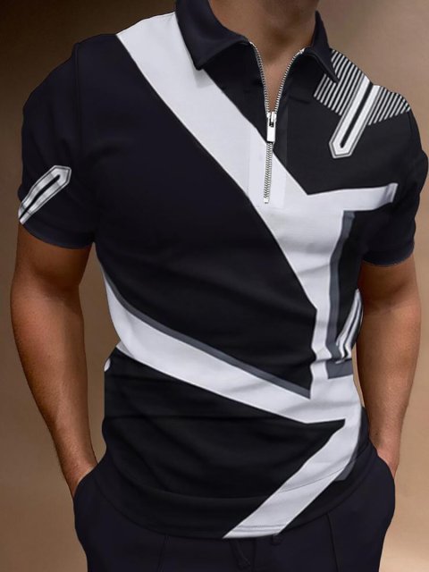 Street Print Casual Short Sleeve Polo Shirt