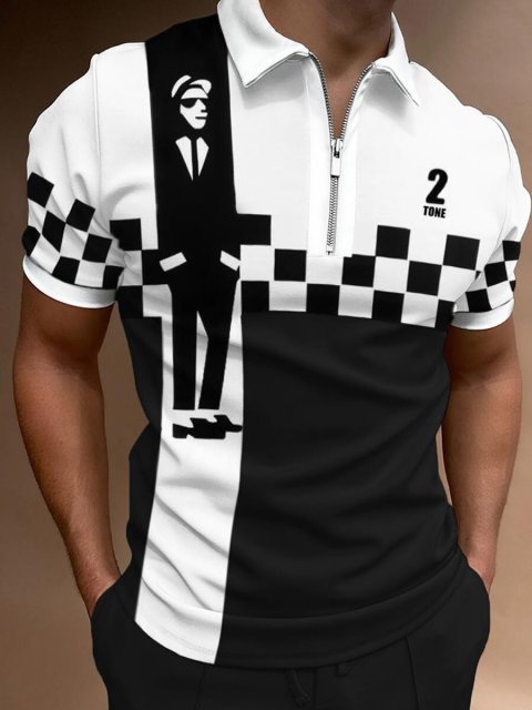 Street Print Casual Short Sleeve Polo Shirt