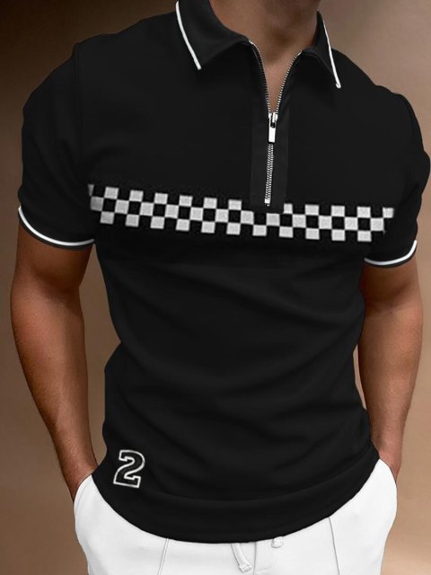 Street Print Casual Short Sleeve Polo Shirt