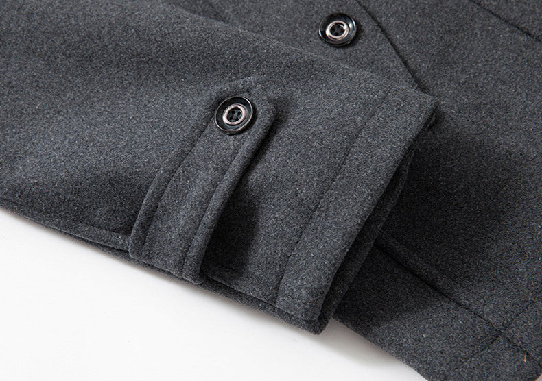 Men Wool Blends Double Collar Casual Trench Coat