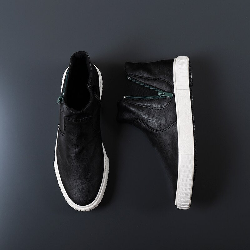 Tassel Zip Leather High Top Sneakers