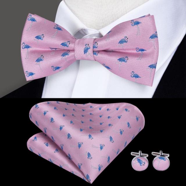 Butterfly Pre-Tied Bow Tie with Pocket Square & Cufflinks