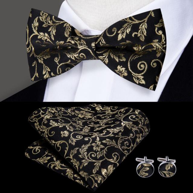 Butterfly Pre-Tied Bow Tie with Pocket Square & Cufflinks