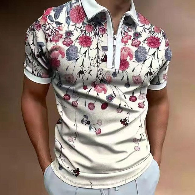 Street Print Casual Short Sleeve Polo Shirt