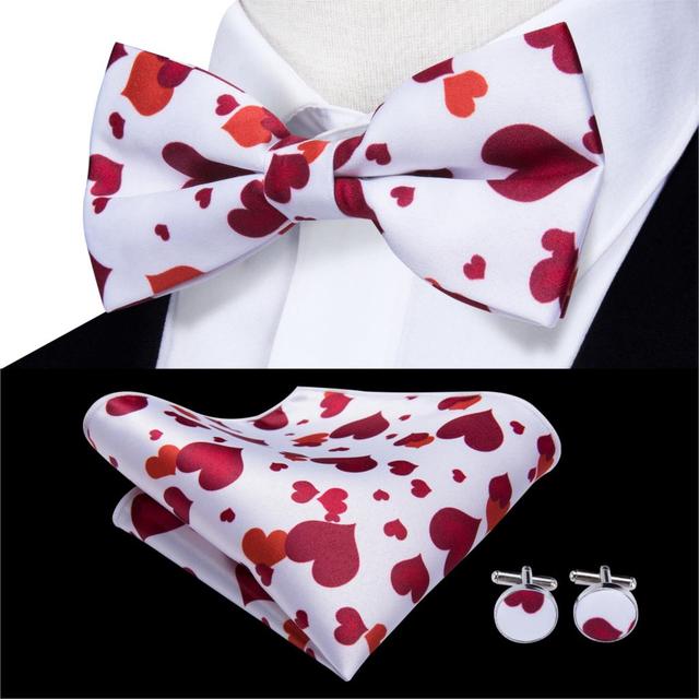 Jacquard Silk Bowtie Handkerchief Cufflinks Set