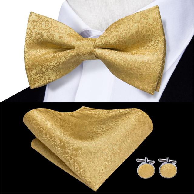 Jacquard Silk Bowtie Handkerchief Cufflinks Set