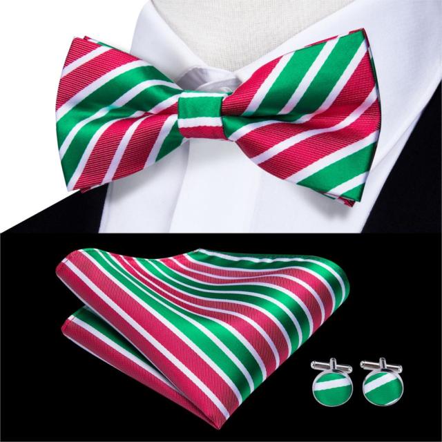 Jacquard Silk Bowtie Handkerchief Cufflinks Set