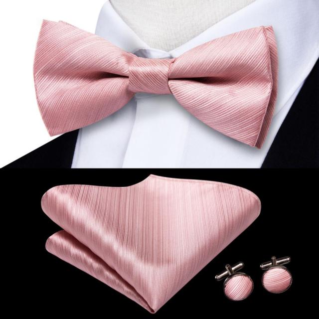 Jacquard Silk Bowtie Handkerchief Cufflinks Set