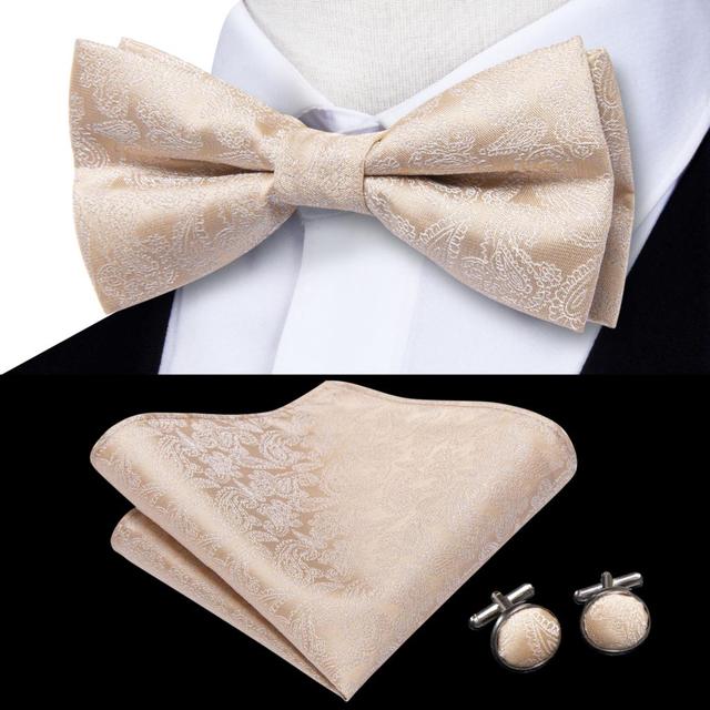 Jacquard Silk Bowtie Handkerchief Cufflinks Set