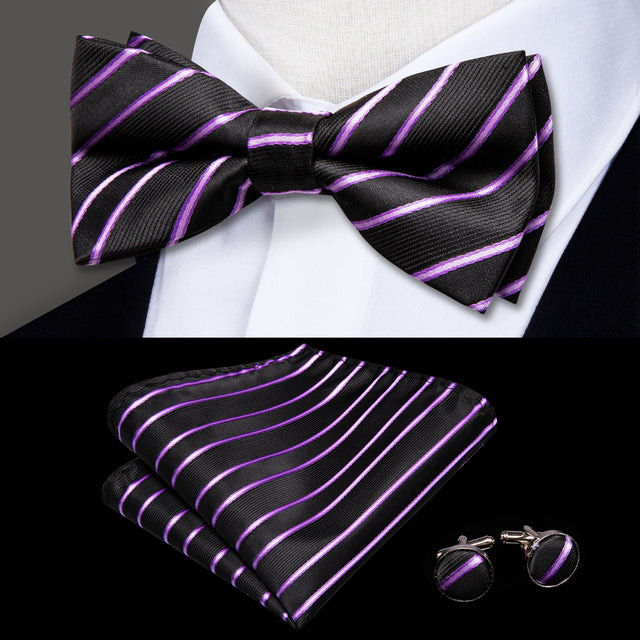 Butterfly Pre-Tied Bow Tie with Pocket Square & Cufflinks