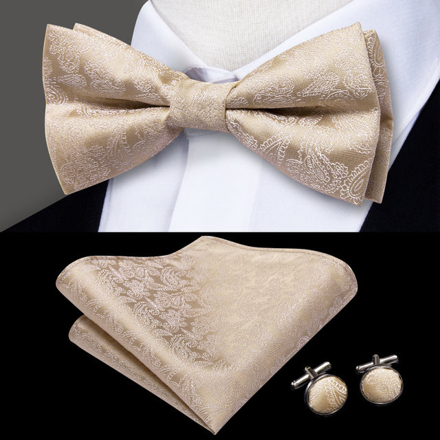 Butterfly Pre-Tied Bow Tie with Pocket Square & Cufflinks
