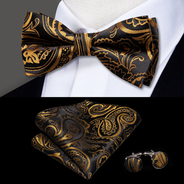 Butterfly Pre-Tied Bow Tie with Pocket Square & Cufflinks