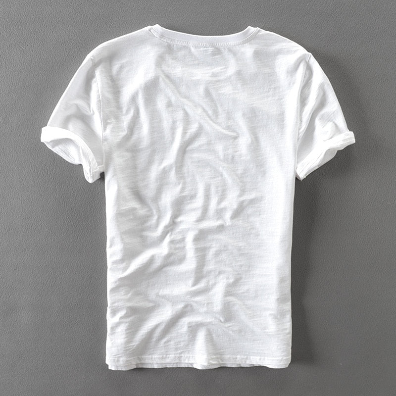 Leaf Embroidery Casual Fashion Men's Stretch T-shirt