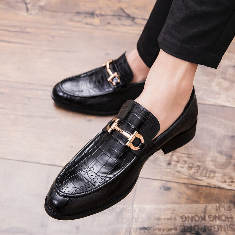 Pointed Toe Men's Dress Shoes Genuine Leather Formal Shoes
