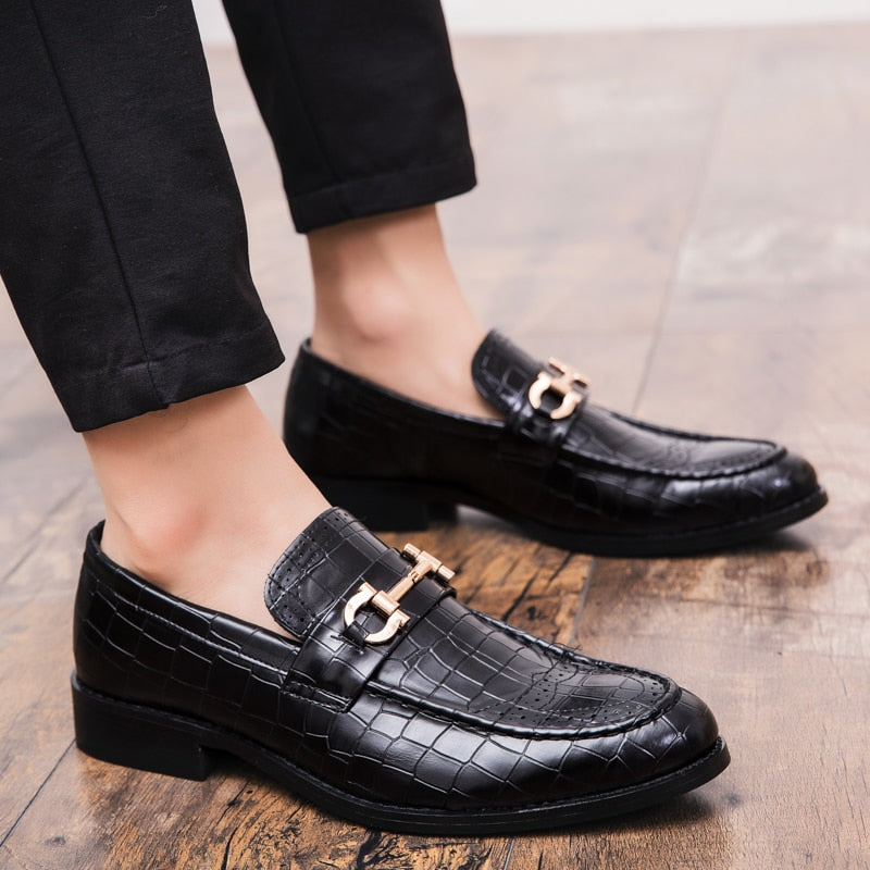 Pointed Toe Men's Dress Shoes Genuine Leather Formal Shoes