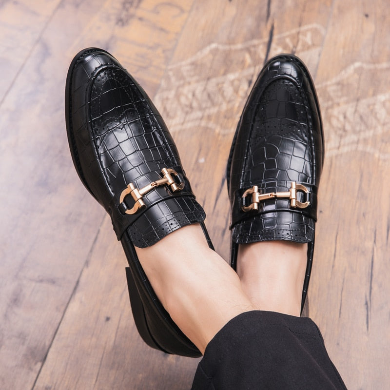 Pointed Toe Men's Dress Shoes Genuine Leather Formal Shoes