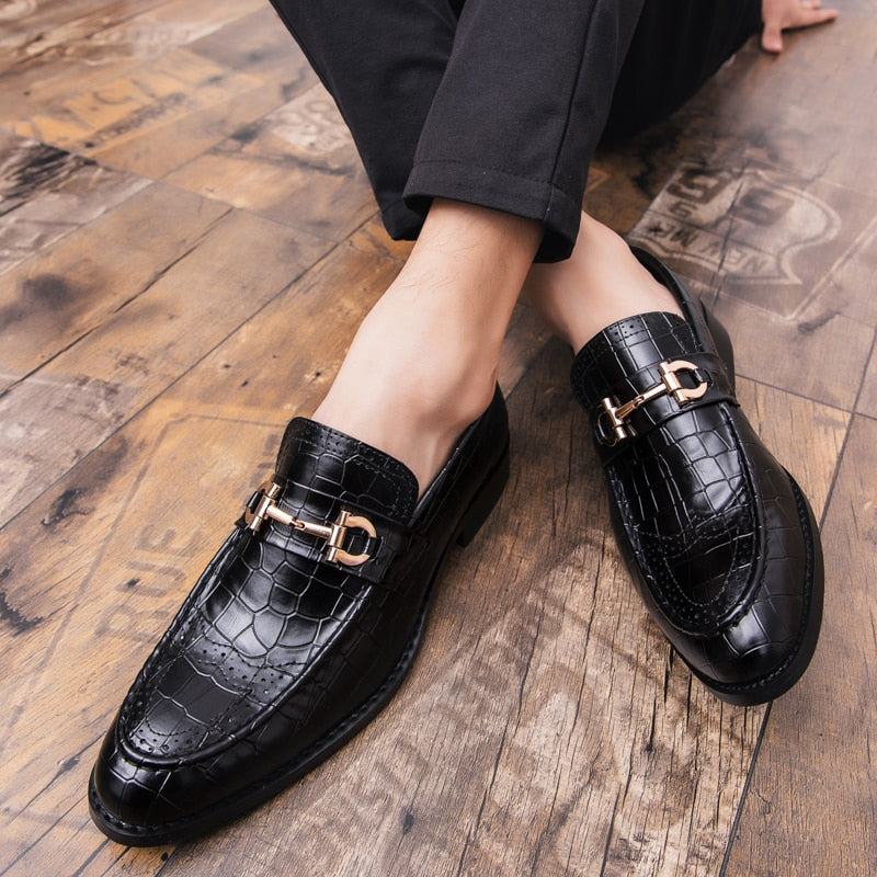 Pointed Toe Men's Dress Shoes Genuine Leather Formal Shoes