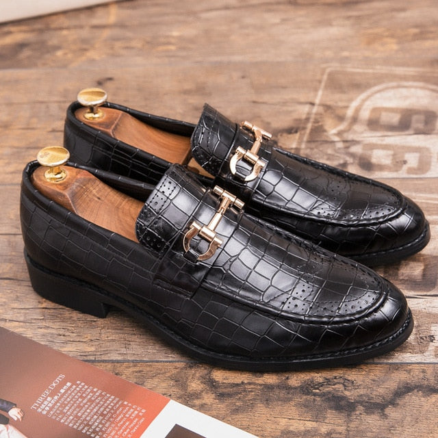 Pointed Toe Men's Dress Shoes Genuine Leather Formal Shoes