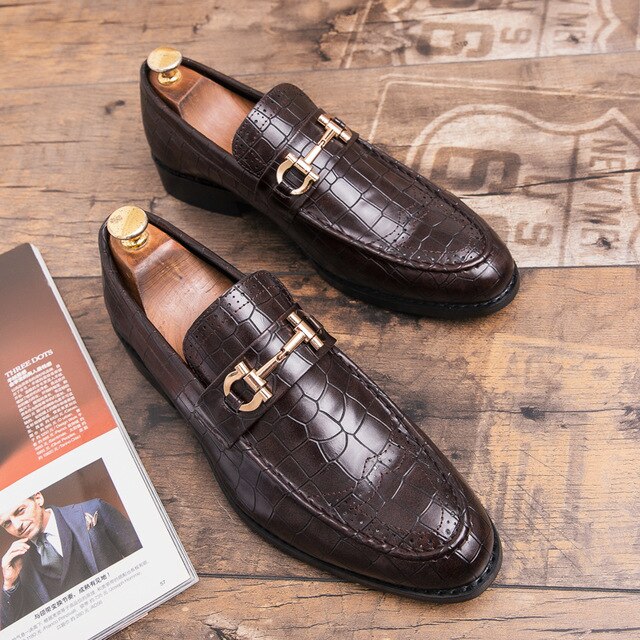 Pointed Toe Men's Dress Shoes Genuine Leather Formal Shoes