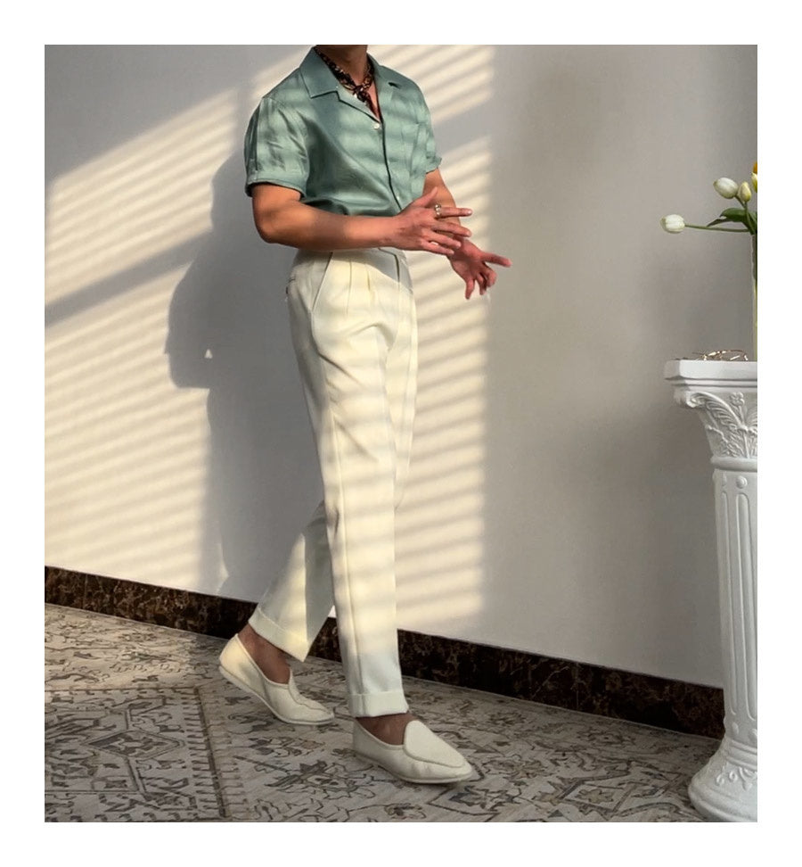 Cuban Style Linen Short-sleeved Shirt