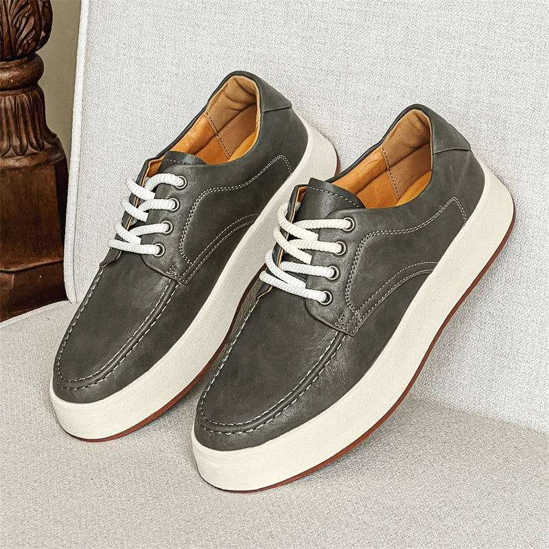 Casual Frosted Leather Shoes