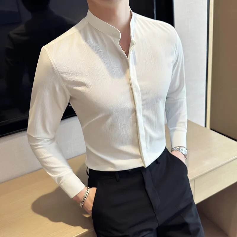 Casual Stand Collar Slim Fit Shirts