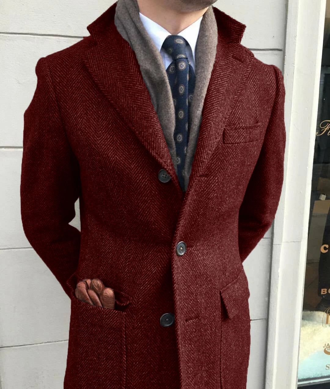 TC Classic Tweed Wool Long Coat