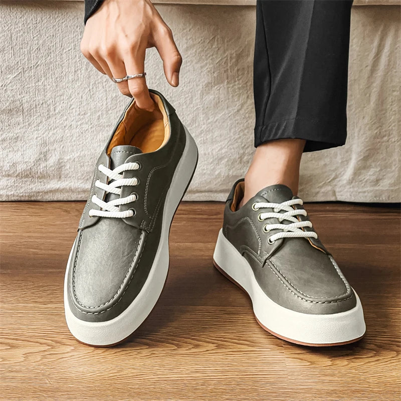 Casual Frosted Leather Shoes