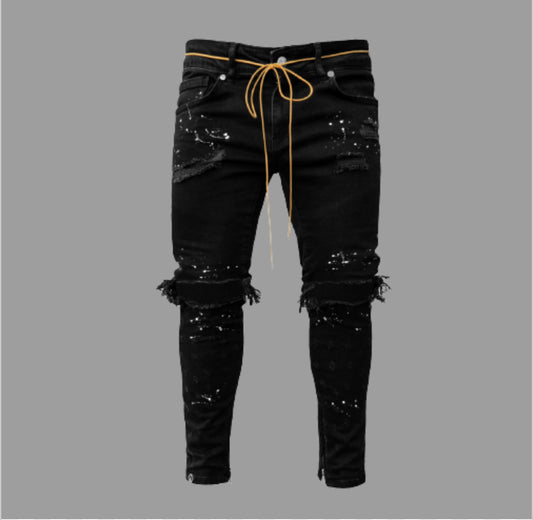 Men Stretch Destroyed Ripped Fashion Skinny Jeans