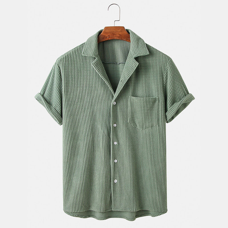 Corduroy Plaid Short Sleeve Shirt