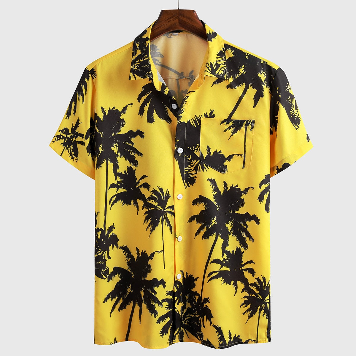 Lapel Hawaiian Yellow Shirt