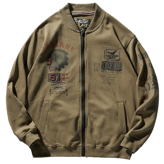 Military Style Baseball Collar Cardigan