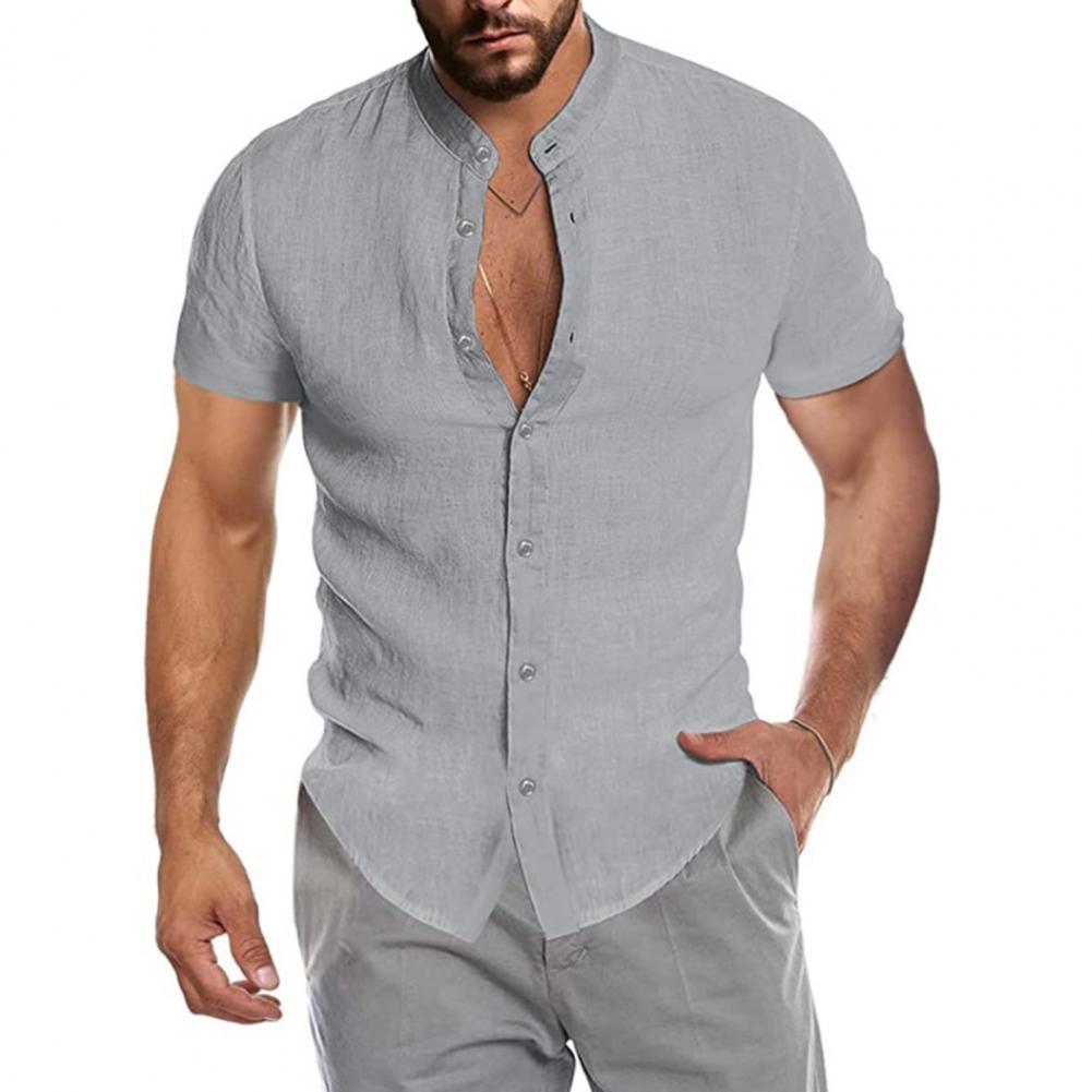 Casual Cotton Linen Men Slim Shirts