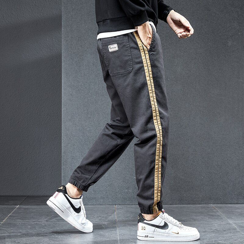 Stripe Appliques Cargo Pants