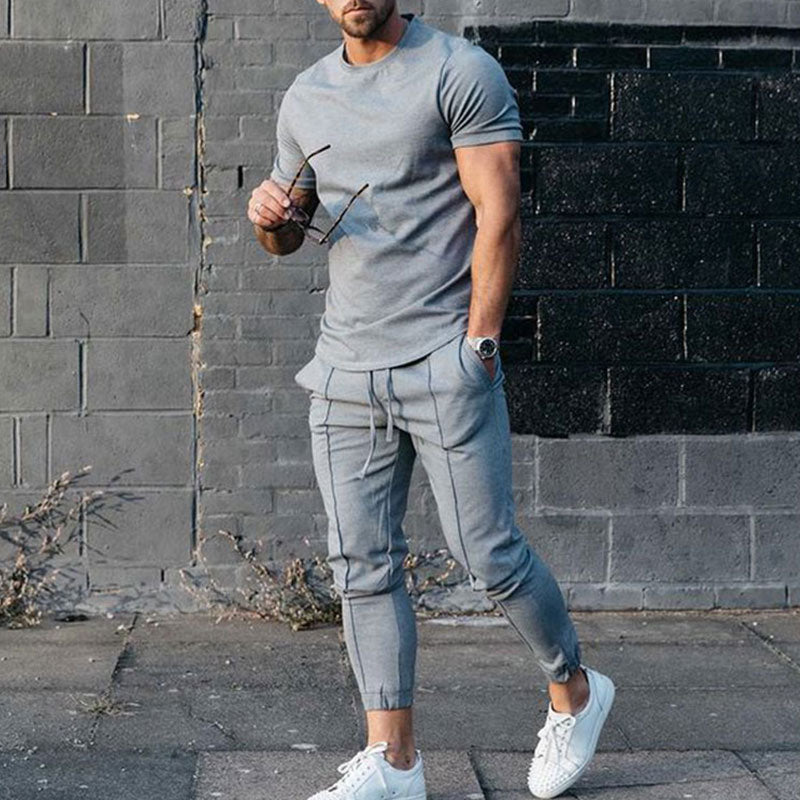 T-shirt Trousers Set Men Streetwear Tracksuit