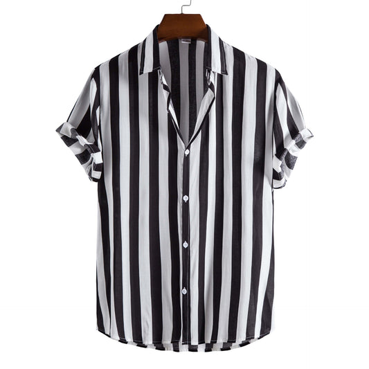 Stripe Print Loose Casual Beach Shirt
