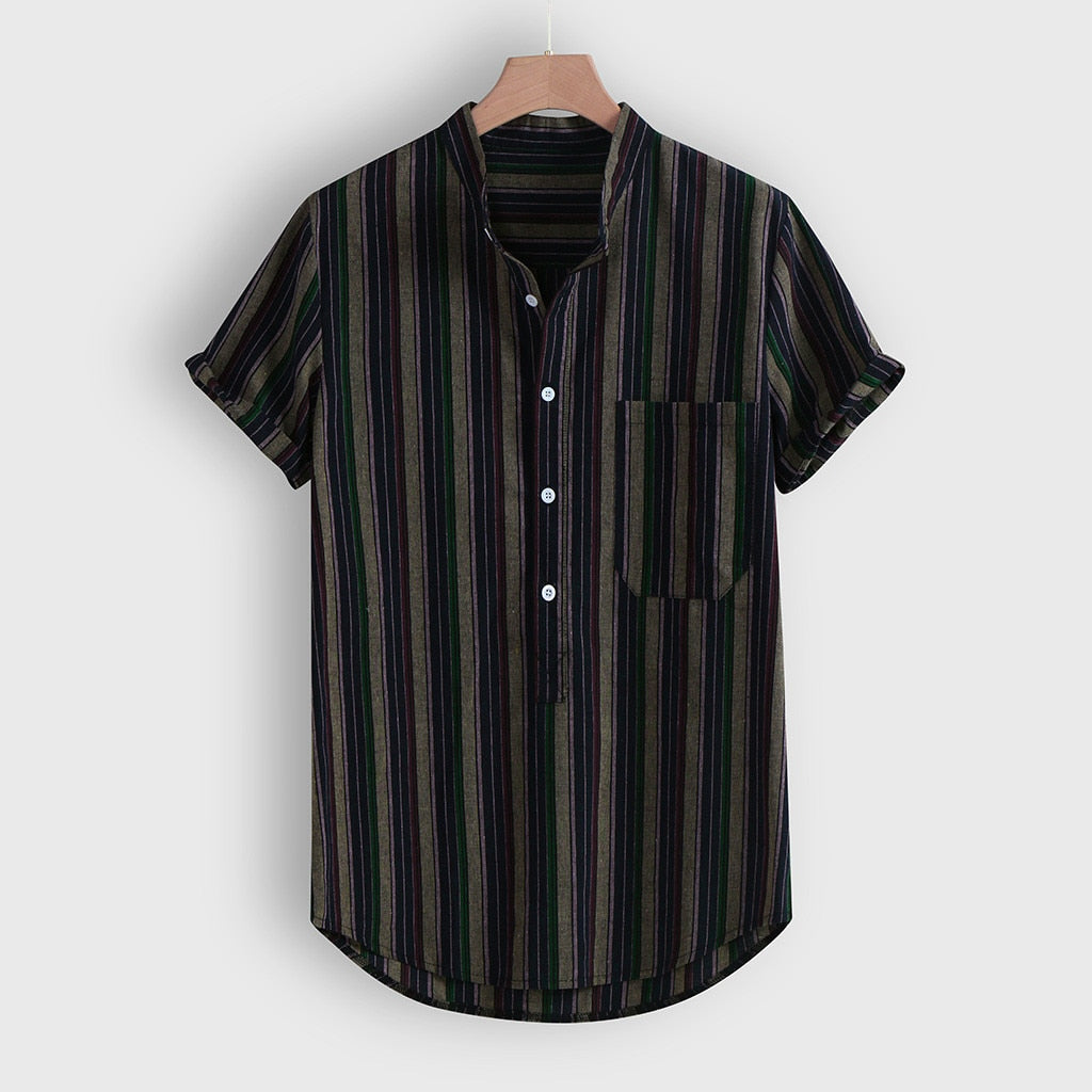 Striped Stand Collar Shirts