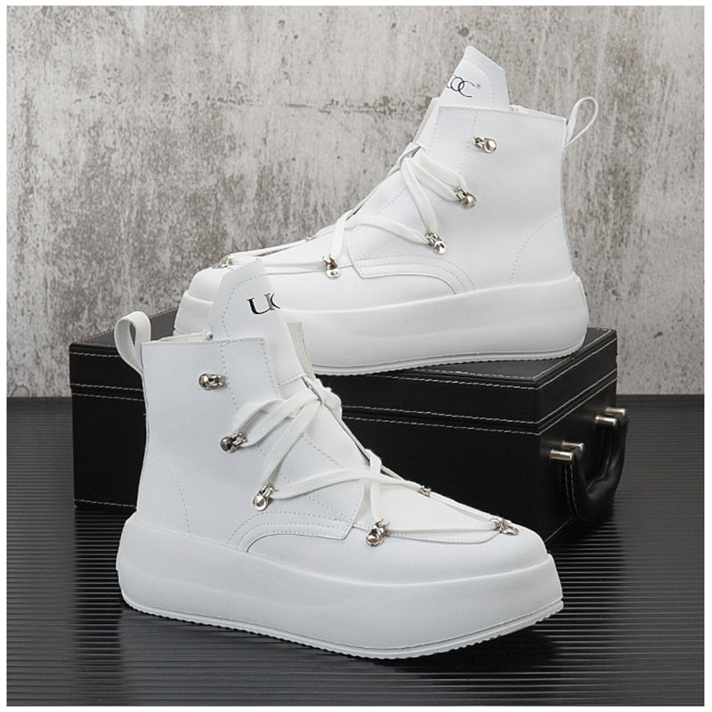 Stylish Leather High Sneakers