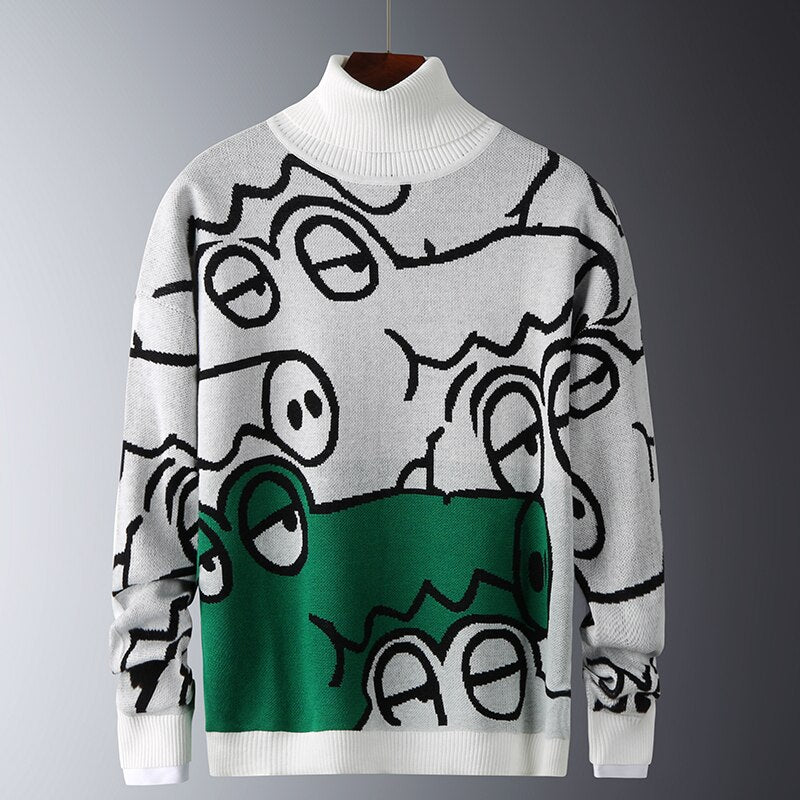 Pattern Round Collar Male Pullovers