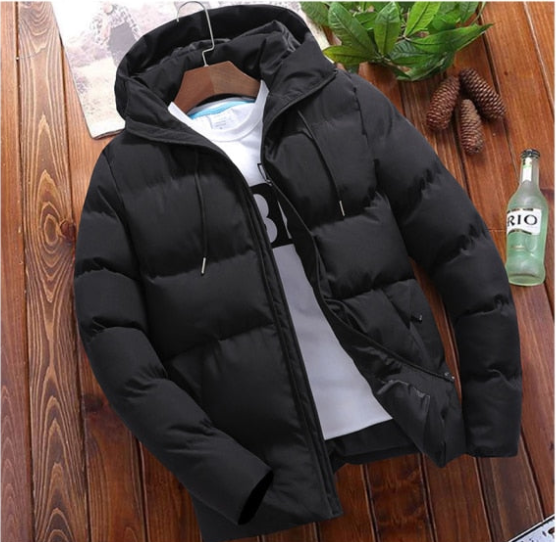 Men's Thick Casual Hooded Warm Windbreaker Parkas Slim Fit Jacket