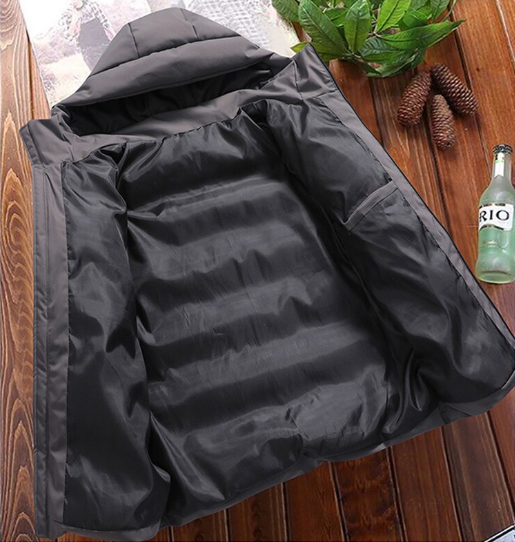 Men's Thick Casual Hooded Warm Windbreaker Parkas Slim Fit Jacket