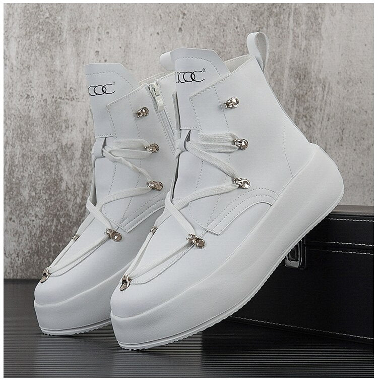 Stylish Leather High Sneakers